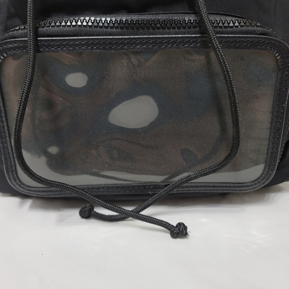 ✨ ZARA Trafaluc Medium Black Vinyl Technical Fabric Backpack - Picture 3 of 9